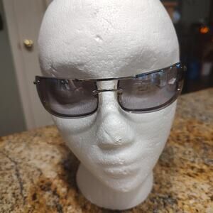 Identity Rimless Sunglasses Mens Silver Gray Shield Design In Italy BM155